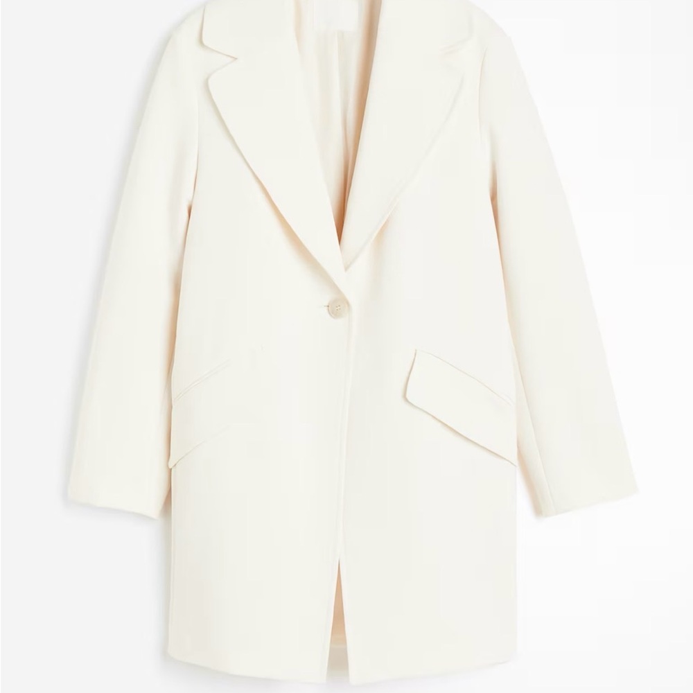 H&M Cream Longline Blazer Coat XS | NWT | Business Casual Light Academia Jacket - Picture 4 of 6
